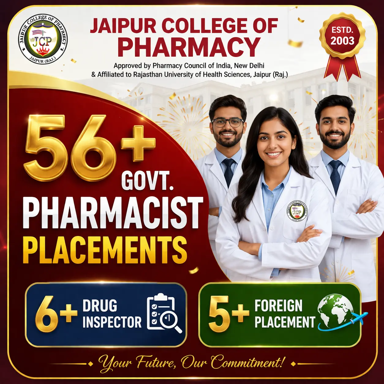 Jaipur College of Pharmacy placements and admission highlight