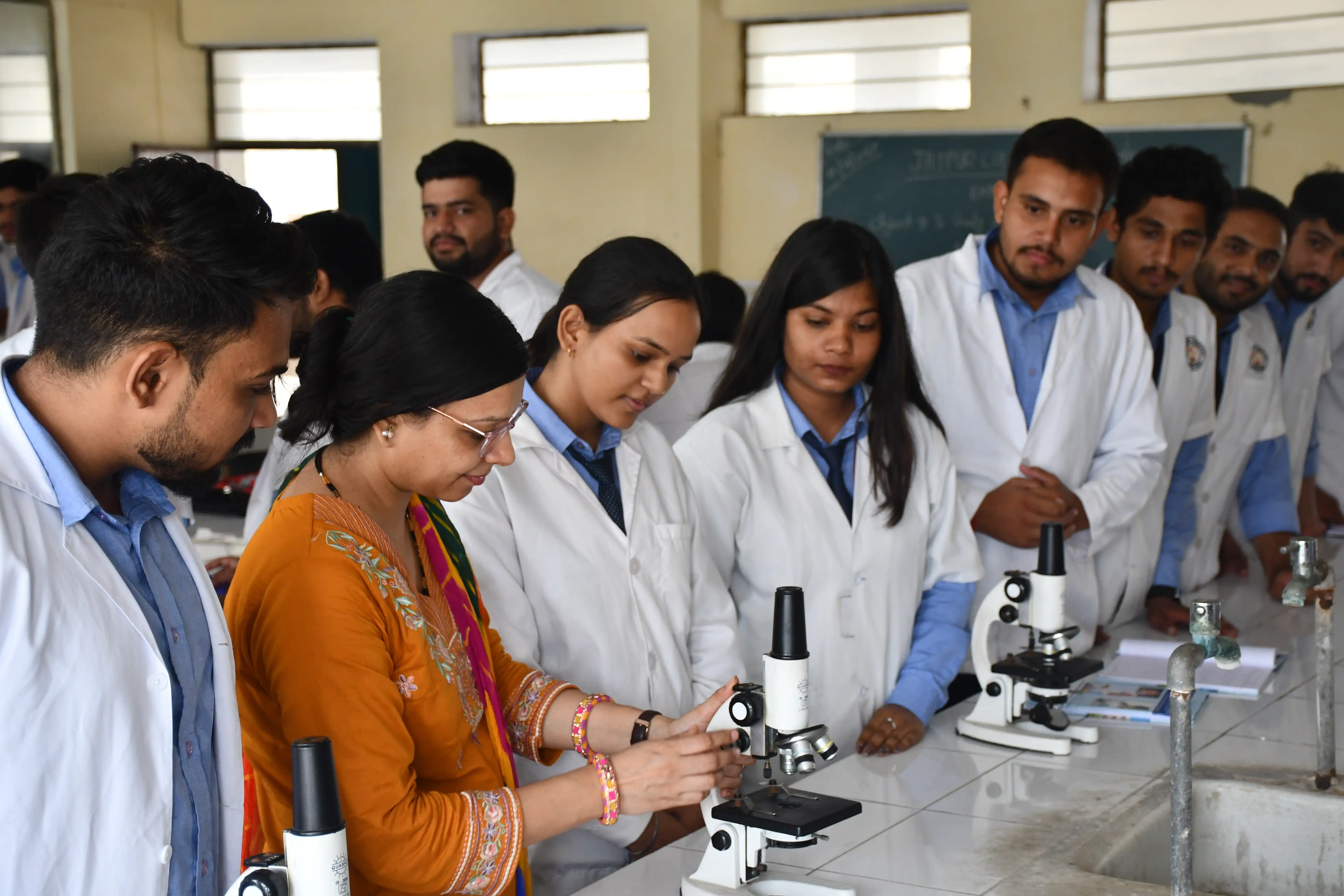 Students working in a pharmacology laboratory